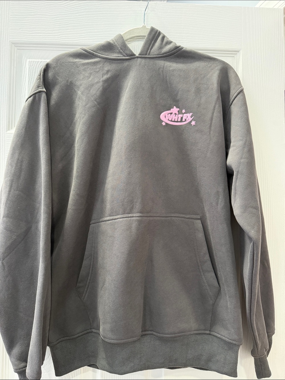 White Fox Boutique Gray Hoodie with Pink Logo